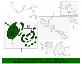 Rear right brake disc cover for Nissan Leaf 13-17