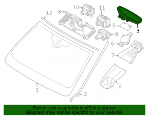 Interior mirror for BMW X1 F48 20-22 with rain sensor, factory alarm, auto-dimming, Home Link, compass