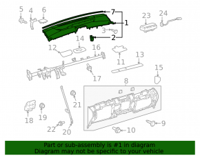 Upper torpedo panel without AIRBAG Toyota Prius 20 04-09 under JBL