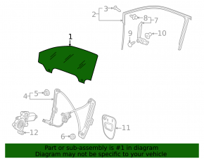Glass door front right VW Golf 15-21