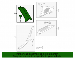 Right rear pillar trim panel in front of the window, Audi Q5 80A 18-24, gray, for cleaning