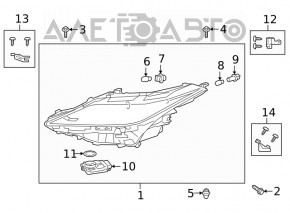 Right front headlight assembly for Lexus RX350 RX450h 20-22 LED 1 lens