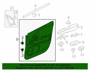 Door trim card front right Honda HR-V 16-18 black