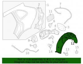 Rear right mudguard Porsche Cayenne 958 11-14