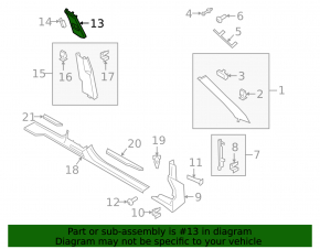 Right center pillar trim, belt, Porsche Cayenne 19-23, black, under the deflector
