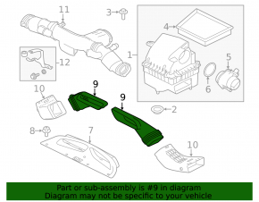 Air duct from air intake right Jaguar F-Pace X761 17- AJ126, AJ133