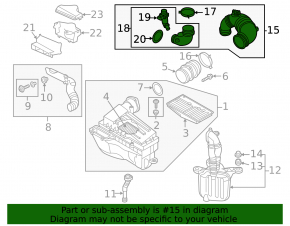 Air duct for filter VW Passat b7 15-15 USA 2.0TDI