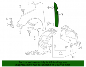 Wing seal door-wing left Chevrolet Malibu 13-15
