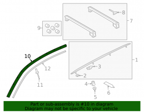 Left side roof molding for Audi Q8 19-25, gloss black