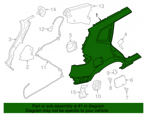 Quarter wing rear left Nissan Rogue 14-20 graphite