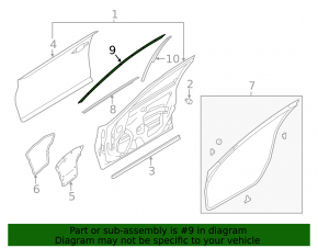 Upper door molding front right Infiniti Q50 14-20 chrome dent