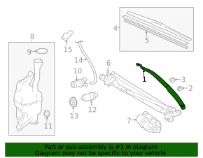 Left windshield wiper arm for Toyota Avalon 13-18