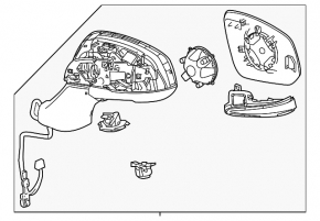 Side mirror left Toyota Sienna 21-25 heated, BSM