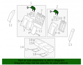 Kia Optima 11-15 rear right headrest, gray velour, dry-cleanable