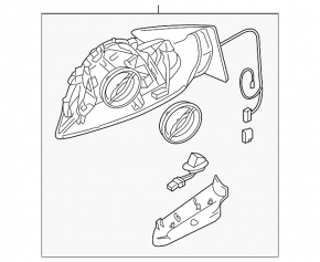 Right side mirror assembly for Audi A4 B8 09-16, 6 pins, convex, heated, turn signal