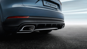 Lower rear bumper trim for Porsche Cayenne 19-26, chrome, without towbar