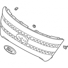 Radiator grill with frame and chrome in assembly Ford Explorer 13-15 prerest sport, with emblems