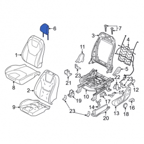 Ford Edge 15-24 passenger seat headrest, black cloth