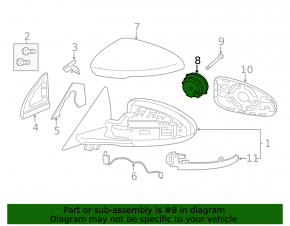 Jaguar F-Pace X761 17-23 right side mirror motor without auto-folding