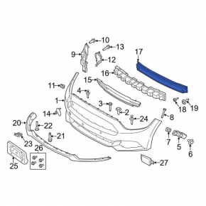 Front bumper reinforcement Ford Mustang mk6 18- under the hook