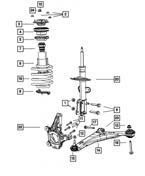 Lower control arm, front right, Dodge Grand Caravan 11-20