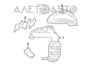 Exhaust manifold with catalytic converter left Lexus ES350 07-11 with lambda, threads stripped