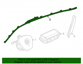 Airbag side curtain right VW Atlas 18-24