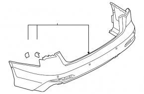 Bare rear bumper Audi A6 C8 19-25 for parking sensors without park assist, with antenna, without towing hook plug, blue, scratches, chips, pressed, tears