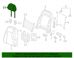Headrest front left VW Jetta 11-18 USA leather gray