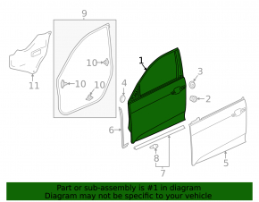 Door bare front right Honda Civic X FC 16-21 4d