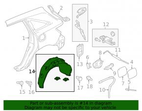 Rear left fender liner Acura MDX 14-16 pre-restoration