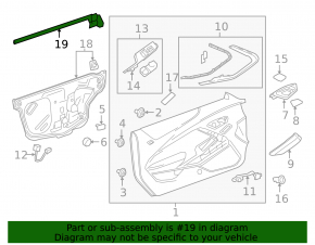 Glass seal inside front left door Chevrolet Camaro 16-