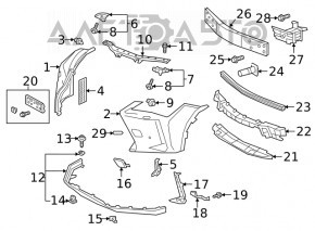 Right front bumper grille for Lexus UX200 UX250h 19-24 F-SPORT under fog lights, dark chrome