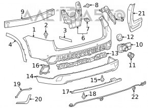 Rear bumper mount right Toyota Highlander 14-19