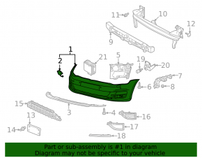 Bare front bumper VW Golf 18-21 without parking sensors, without washers