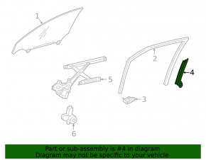 Front left door glass guide for Lexus IS 14-24