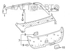 Right trunk door trim for Toyota Prius 50 16-18, black, under the curtain, scratches