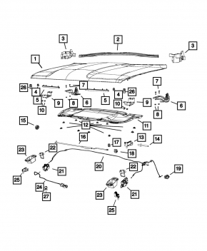 Bracket latch stick support hood Jeep Renegade 15-