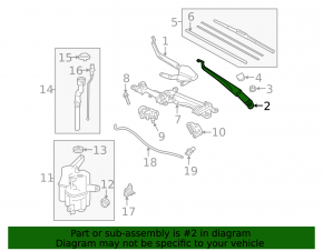 Left windshield wiper arm for Toyota Prius 30 10-15