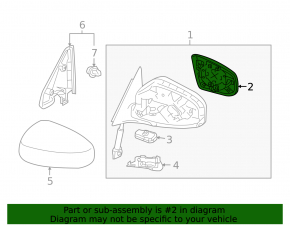 Left mirror element for Nissan Murano z51 09-14