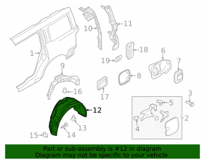 Rear left mudguard Ford Flex 09-19