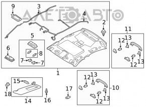 Right visor Mazda 6 18-21 under sunroof, beige, without backlight