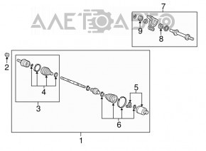 Drive axle shaft front right Acura ILX 13-15 pre-rest automatic transmission inner part