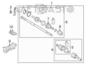 Drive axle shaft front left Kia Forte 4d 14-18 1.8, 2.0 automatic transmission, thread defect