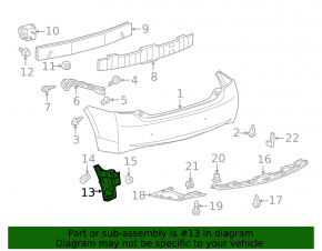 Rear bumper liner right Toyota Prius 30 10-15 broken mount
