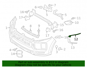 Front bumper molding, chrome, upper left, Mitsubishi Outlander Sport ASX 20-26