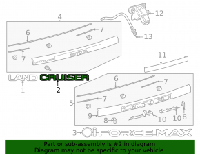 The CRUISER emblem on the tailgate of the Toyota Land Cruiser 24-26