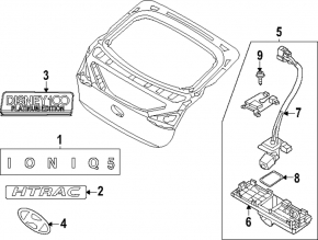External handle with button for opening the trunk door for Hyundai Ioniq 5 22-26 under the camera