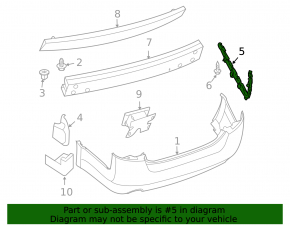 Right rear bumper mount for Nissan Altima 2012 sedan
