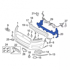 Front bumper reinforcement Ford Fusion mk5 13-16 rusty